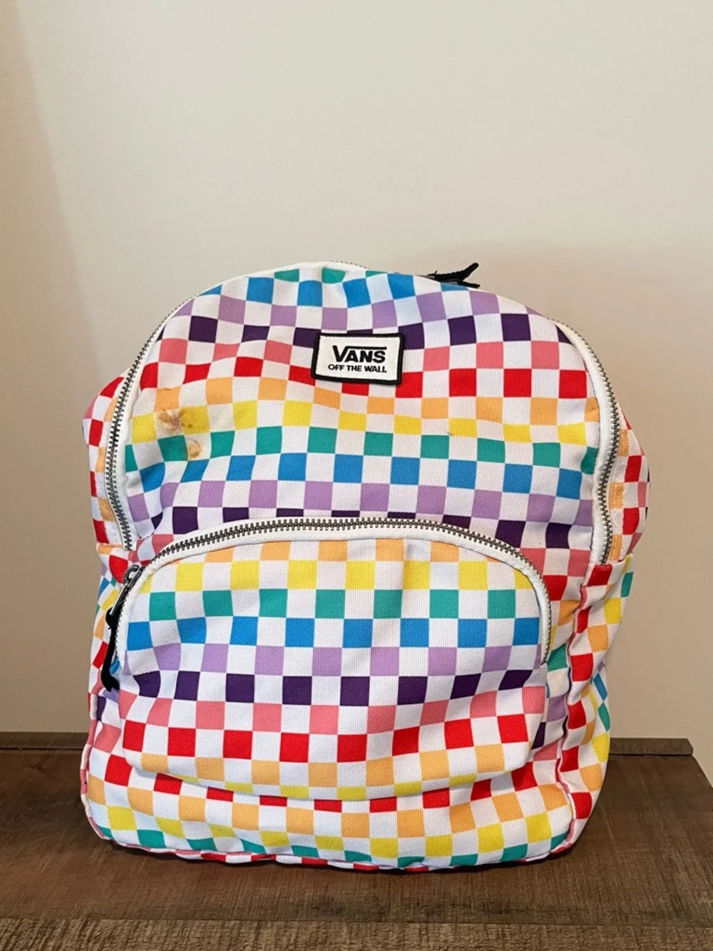 VANS OFF The WALL Womens Mini Backpack Rainbow Multicolor Checkered Canvas